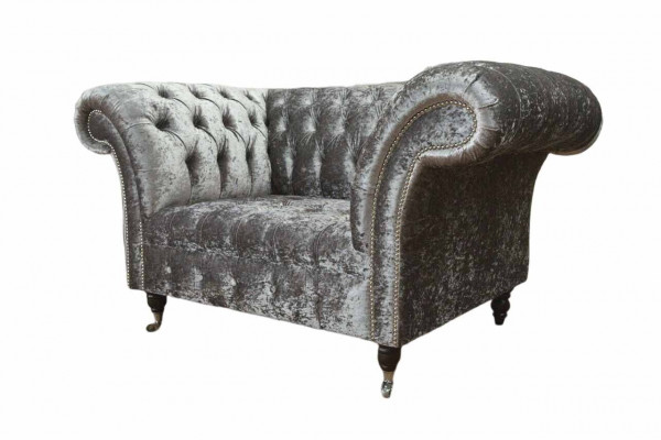 Fauteuil Chesterfield Design Canapé Chesterfield en Tissu Argent