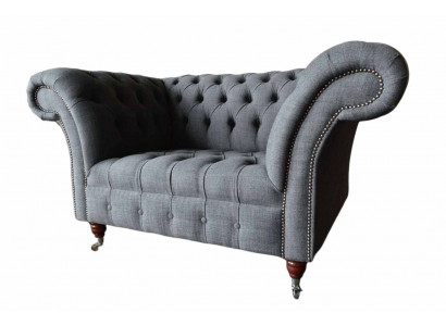 Fauteuil design Chesterfield gris Tissu de luxe 1 place