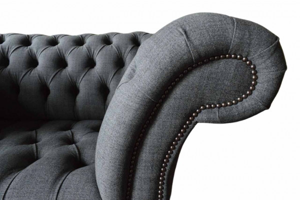 Fauteuil design Chesterfield gris Tissu de luxe 1 place