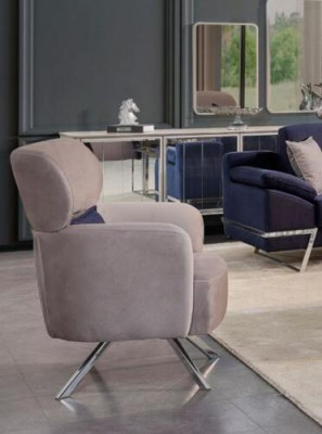 Fauteuil Fauteuil à oreilles Fauteuil cocktail Siège Design moderne en tissu gris