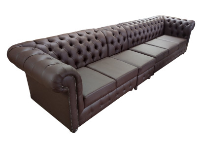 Chesterfield Grand Canapé Canapés Canapé en Cuir xxl Grands Canapés Marron Canapé 6 Places