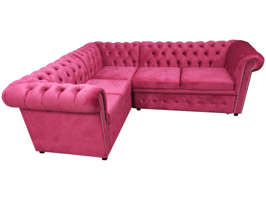 Canapé d'angle de luxe L-shape Chesterfield Sofa Textile Rose Canapé Canapés modernes