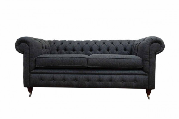 Chesterfield Canapé Revêtement Meubles Banquettes Deux places Canapés Tissu Gris