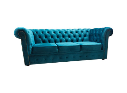 Canapé Chesterfield 3 places Canapés en tissu bleu Canapés modernes