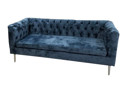 Canapé 3 places Chesterfield en tissu bleu turquoise moderne de luxe