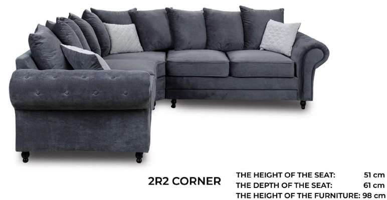 Canapé d'angle moderne Style de canapé Gris Revêtement de canapé en tissu Mobilier en forme de L-Literie