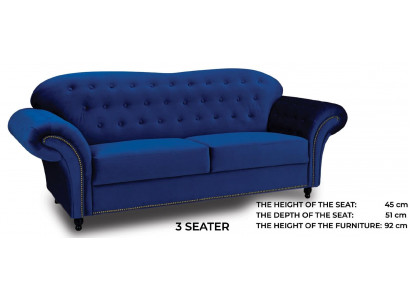 Canapé trois places en tissu bleu e canapé rembourré mobilier ameublement canapés canapés