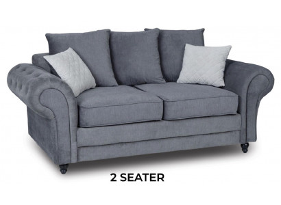 Canapé Chesterfield gris Tissu d'ameublement Canapés Deux places
