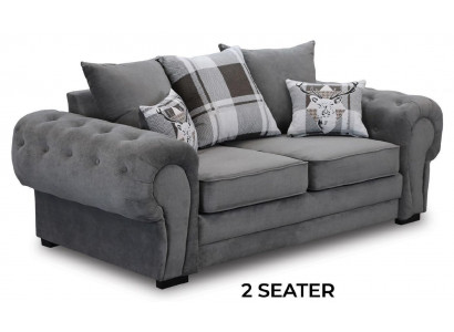 Canapé Chesterfield gris, tissu d'ameublement pour canapés, canapés, textiles de conception.