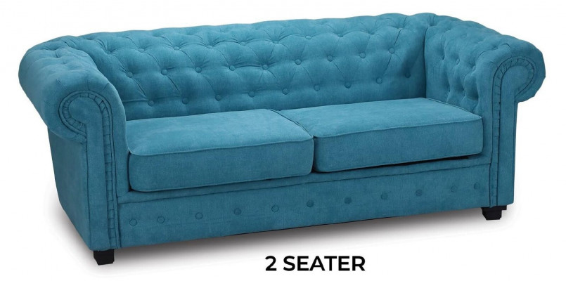 Canapé 2 places Design Rembourrage en tissu turquoise Siège Sofas Confort Nouveaux