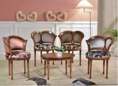 Salle de séjour Ensemble Table basse Chaises Designer Classique Mobilier Set 5 pièces