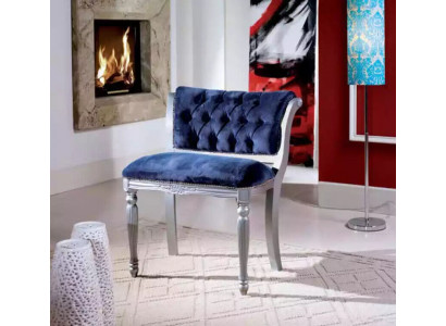 Chaise de salle à manger Chesterfield bleue, siège de chaise rembourré, fauteuil, design classique en forme de S.