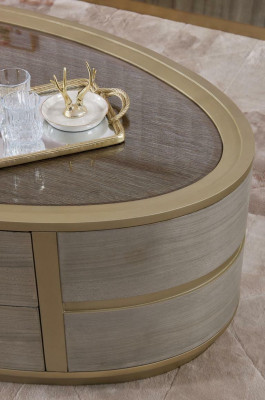 Table basse ovale, tables d'appoint de luxe, table en bois, hôtel de luxe de Dubaï