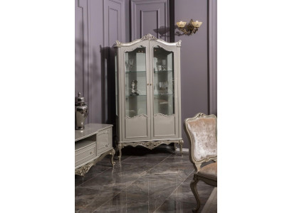 Vitrine grise claire Baroque Rococo Armoire en verre Vitrines Classiques