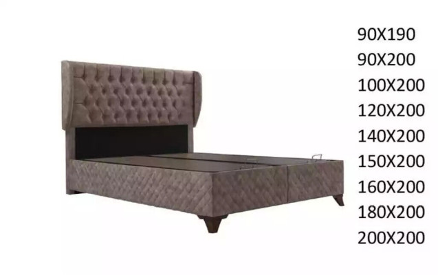 Lit Chesterfield Lits pour Chambre Textile 180x200cm incl. Matelas