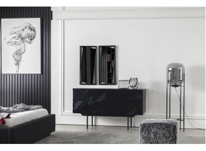 Noir Commode Buffet Armoire Buffet Commodes Armoires 138cm Meubles