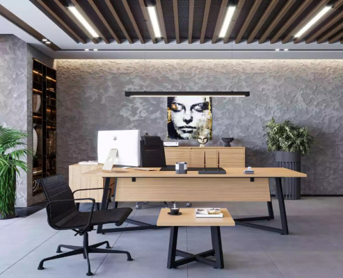 Ensemble de bureau moderne Bureau Table basse Armoire de classement Commode 4 pièces.