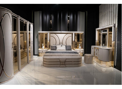 Ensemble de chambre à coucher complet Lit 2x Tables de chevet Armoire neuf 7 pièces