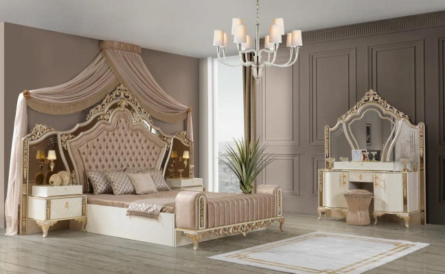 Chambre complète Lit 2x Tables de chevet Commode avec miroir 4 pièces neuves