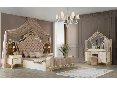 Chambre complète Lit 2x Tables de chevet Commode avec miroir 4 pièces neuves
