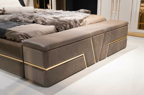 Ensemble de chambre Lit 2x Tables de chevet Luxe neuf 3 pièces Design moderne Bois