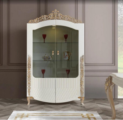 Vitrine étagère sur pied nouveau Design de salon Mobilier moderne en bois / verre Blanc