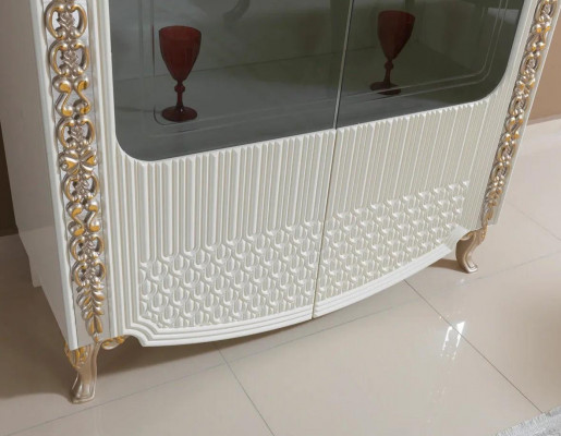 Vitrine étagère sur pied nouveau Design de salon Mobilier moderne en bois / verre Blanc