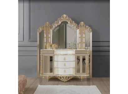 Ensemble de chambre Coiffeuse de luxe avec miroir Design blanc nouvelle 2 pièces