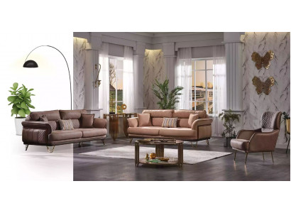 Canapé marron Ensemble de luxe 3+3+1 places Mobilier de salon Canapés Fauteuil