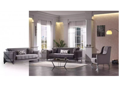 Gris ensemble de canapés rembourrés Tissu Canapés 3+3+1 Fauteuil Design 3pcs nouveau