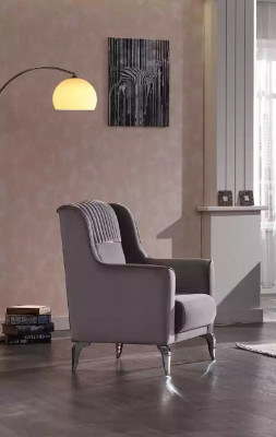 Gris ensemble de canapés rembourrés Tissu Canapés 3+3+1 Fauteuil Design 3pcs nouveau