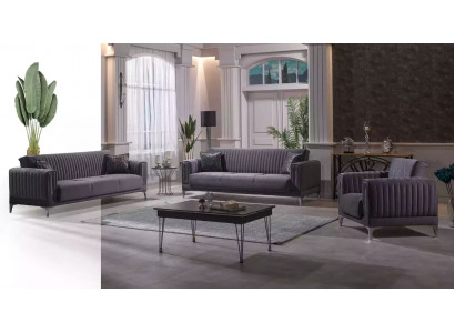 Ensemble de canapés gris modernes 3+3+1 places Fauteuil en velours Mobilier de salon