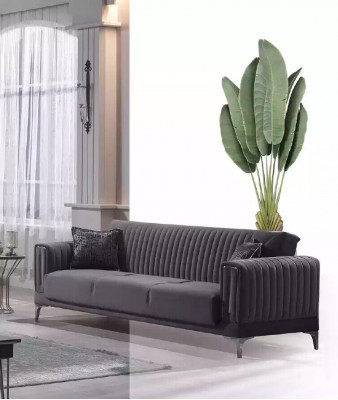 Ensemble de canapés gris modernes 3+3+1 places Fauteuil en velours Mobilier de salon