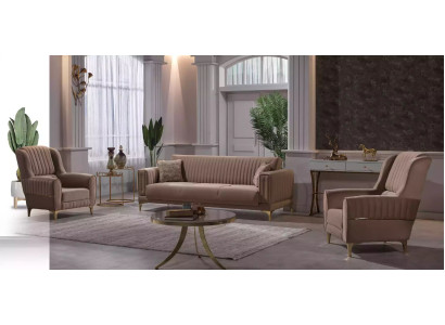 Ensemble de canapé en tissu beige designer 3+1+1 places Fauteuils 3 pièces