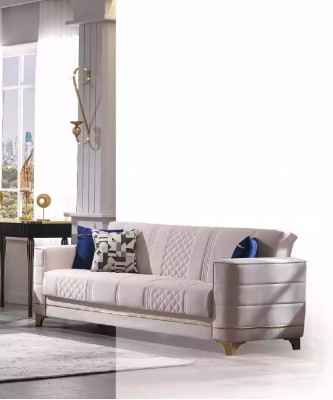 Ensemble de canapé en tissu bleu 3+1+1 places, ensemble de canapé fauteuil 3 pièces