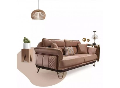 Canapé de luxe beige trois places, style moderne pour le salon, canapés trois places