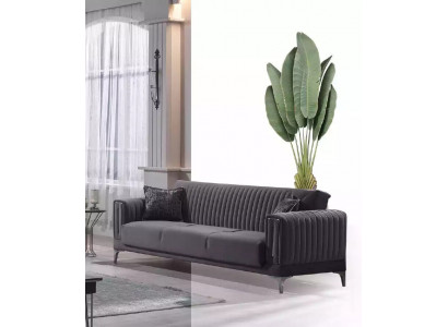 Canapés de salon gris trois places Canapés en velours 3 places Luxueux meubles en bois Sofa