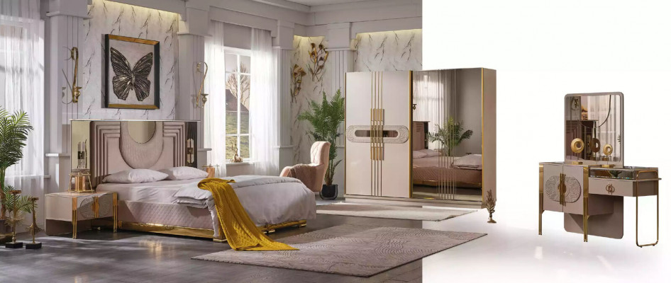 Table de toilette beige Table de console en bois Mobilier de chambre Table de toilette