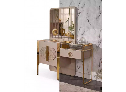 Table de toilette beige Table de console en bois Mobilier de chambre Table de toilette