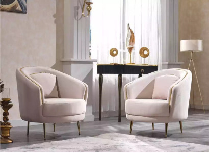 Fauteuil moderne pour salon, une place, design, beige, bois