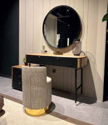 Chambre Coiffeuse Miroir Tabouret Ensemble complet nouveau 3 pièces marron