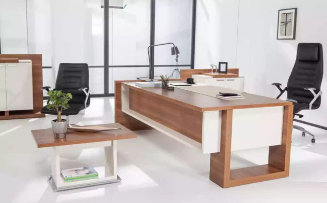 Bureau moderne de luxe Mobilier de bureau en bois brun Tiroirs Exclusif