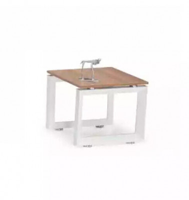 Table basse moderne blanche et brune en bois meuble de bureau exclusif au design en S