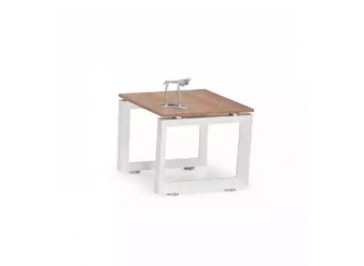 Table basse moderne blanche et brune en bois meuble de bureau exclusif au design en S