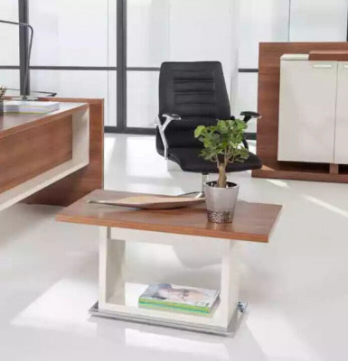 Table basse marron en bois avec étagère, mobilier de salon exclusif.