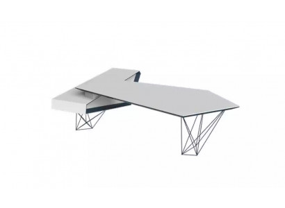 Bureau d'angle pour écrire, table de bureau de travail, meuble de designer de luxe blanc