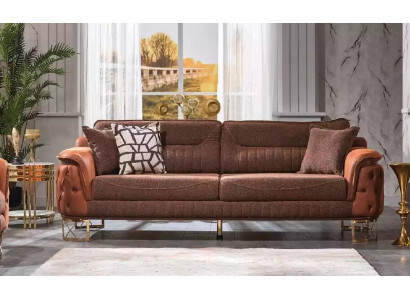 Canapé en cuir de luxe Chesterfield marron 3 places. Canapés de style moderne.