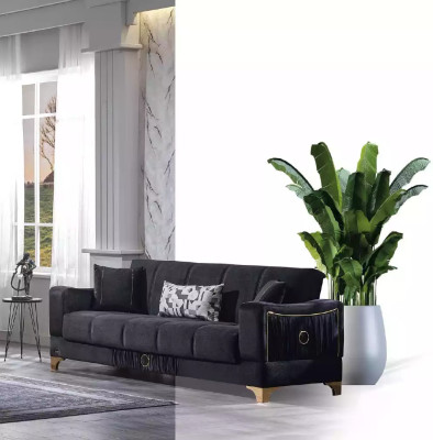 Designer de canapé noir 3 places Luxueux canapé en tissu Canapé de détente Canapés