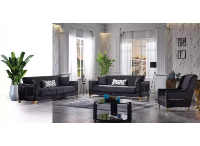 Ensemble de canapés noir 3+3+1 places en tissu Fauteuil canapé meublesVectorXdFromBody bras sofa