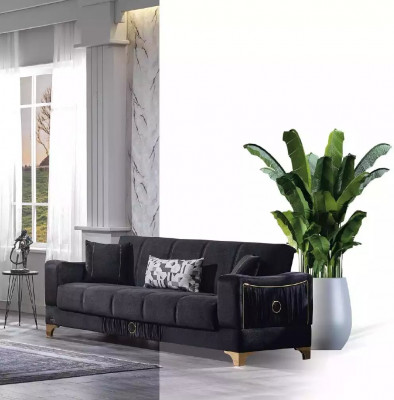 Ensemble de canapés noir 3+3+1 places en tissu Fauteuil canapé meublesVectorXdFromBody bras sofa